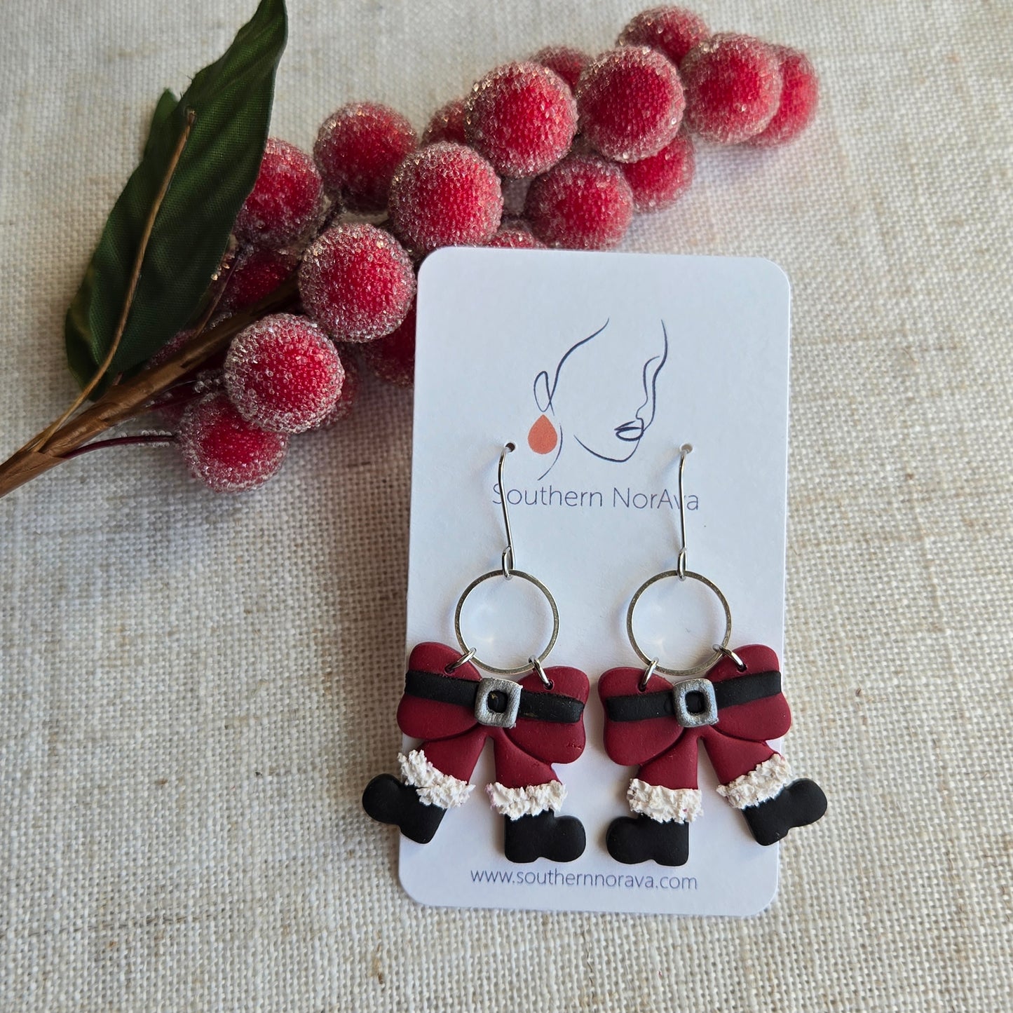 2025 Holiday - Clay - Santa Bow