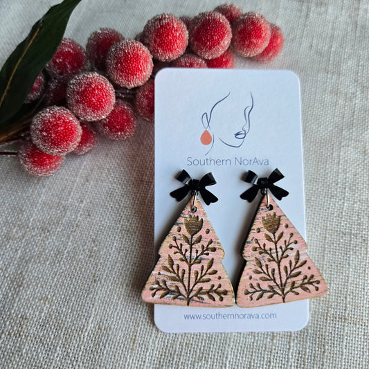 2025 Holiday - Hand Painted Wood - Nordic Tree Pink