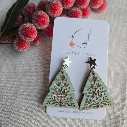 2025 Holiday - Hand Painted Wood - Nordic Tree Mint