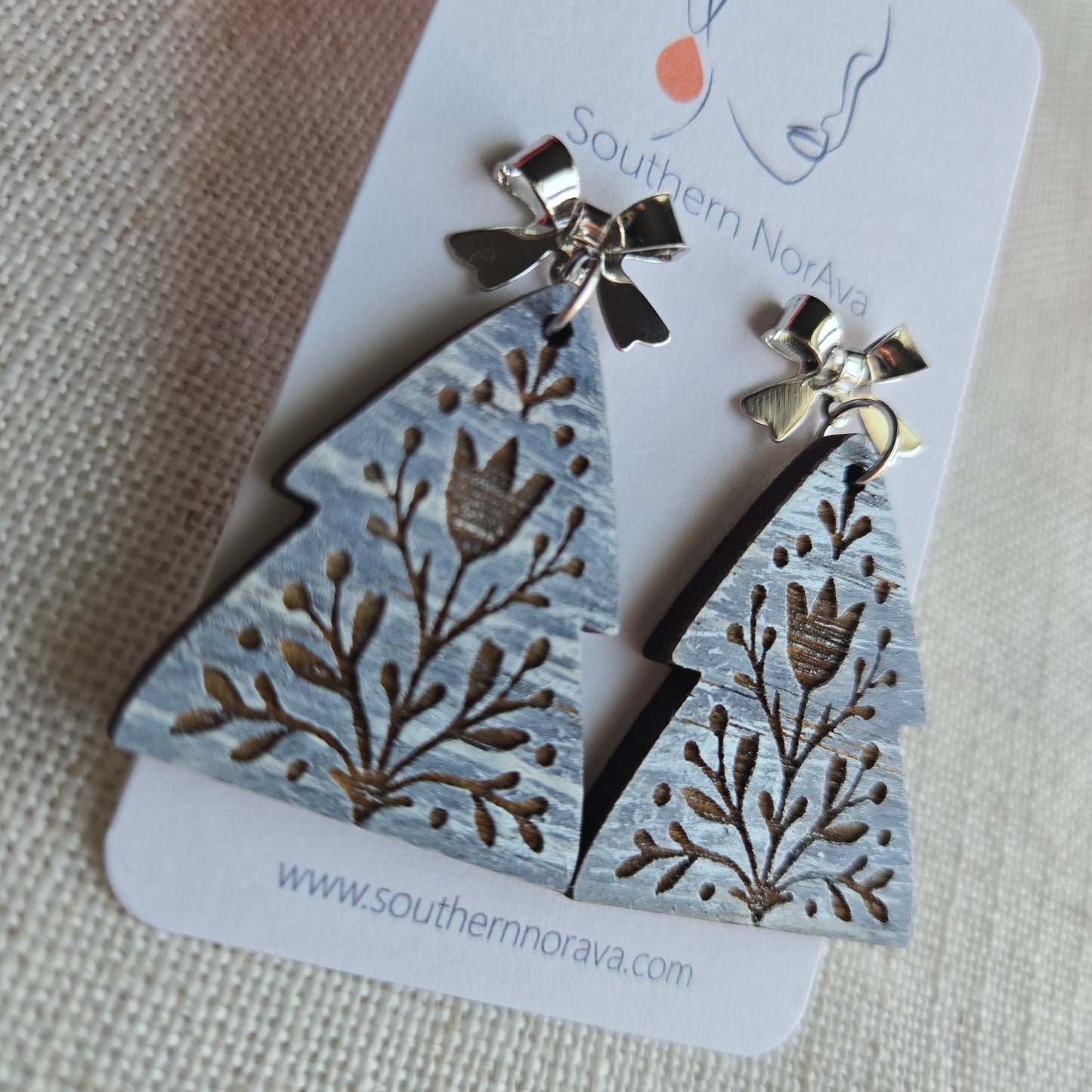 2025 Holiday - Hand Painted Wood - Nordic Tree Blue