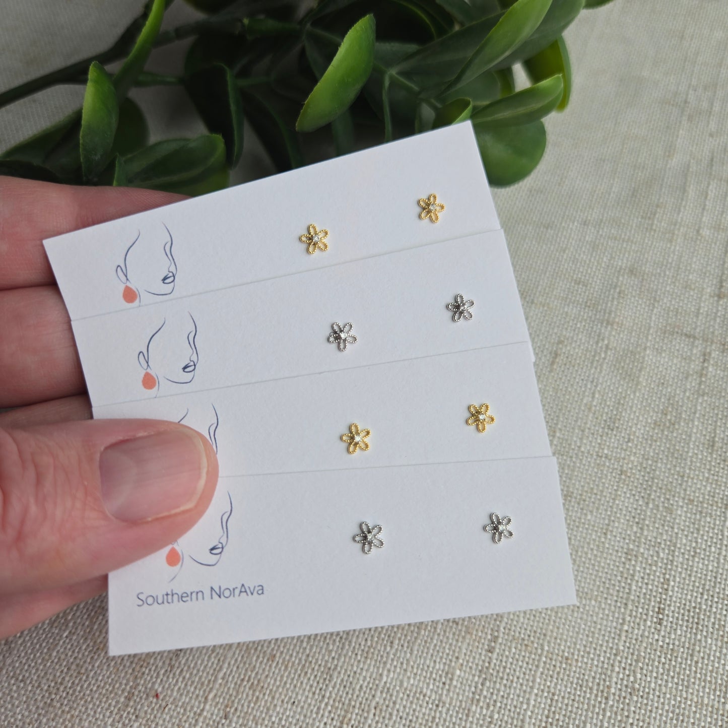 Mini Studs - Flowers with CZ Centers