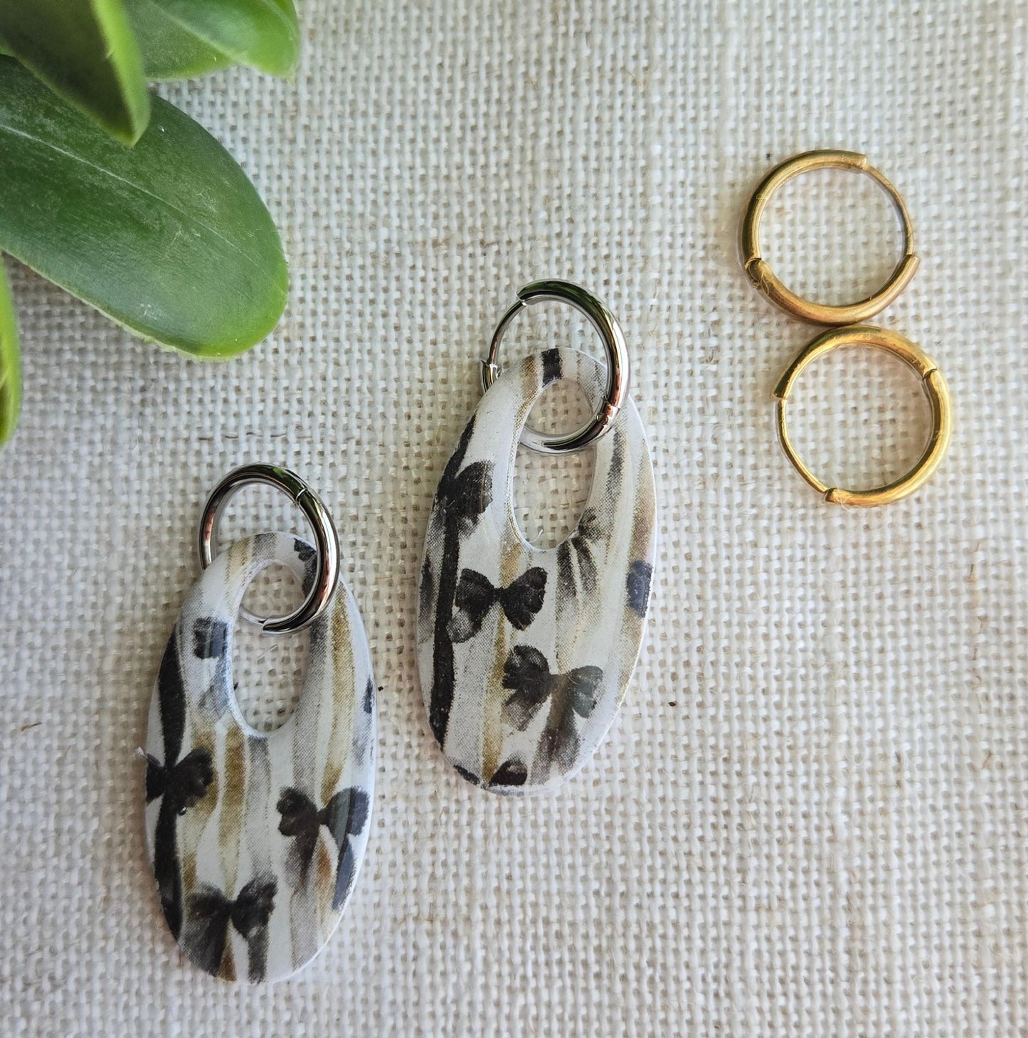 New Year's Collection - Clay - Bow Dangles on Huggies