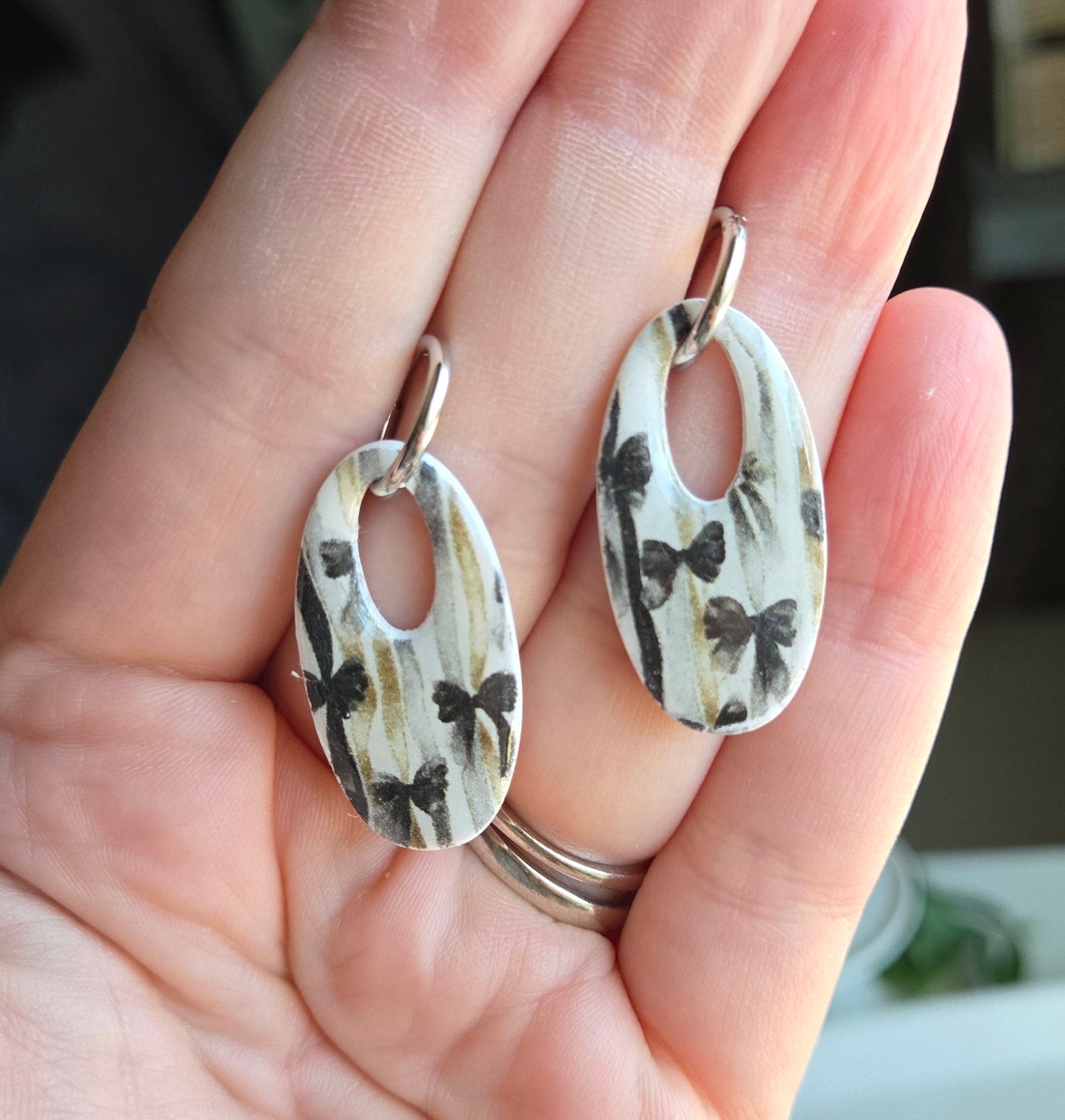 New Year's Collection - Clay - Bow Dangles on Huggies