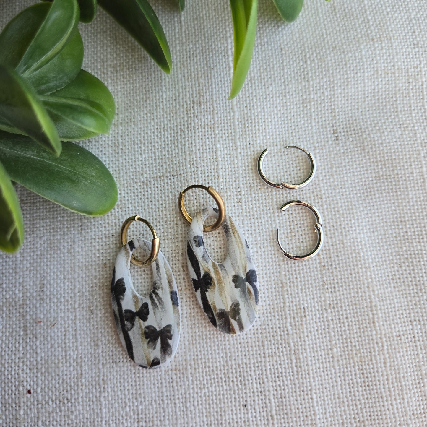 New Year's Collection - Clay - Bow Dangles on Huggies