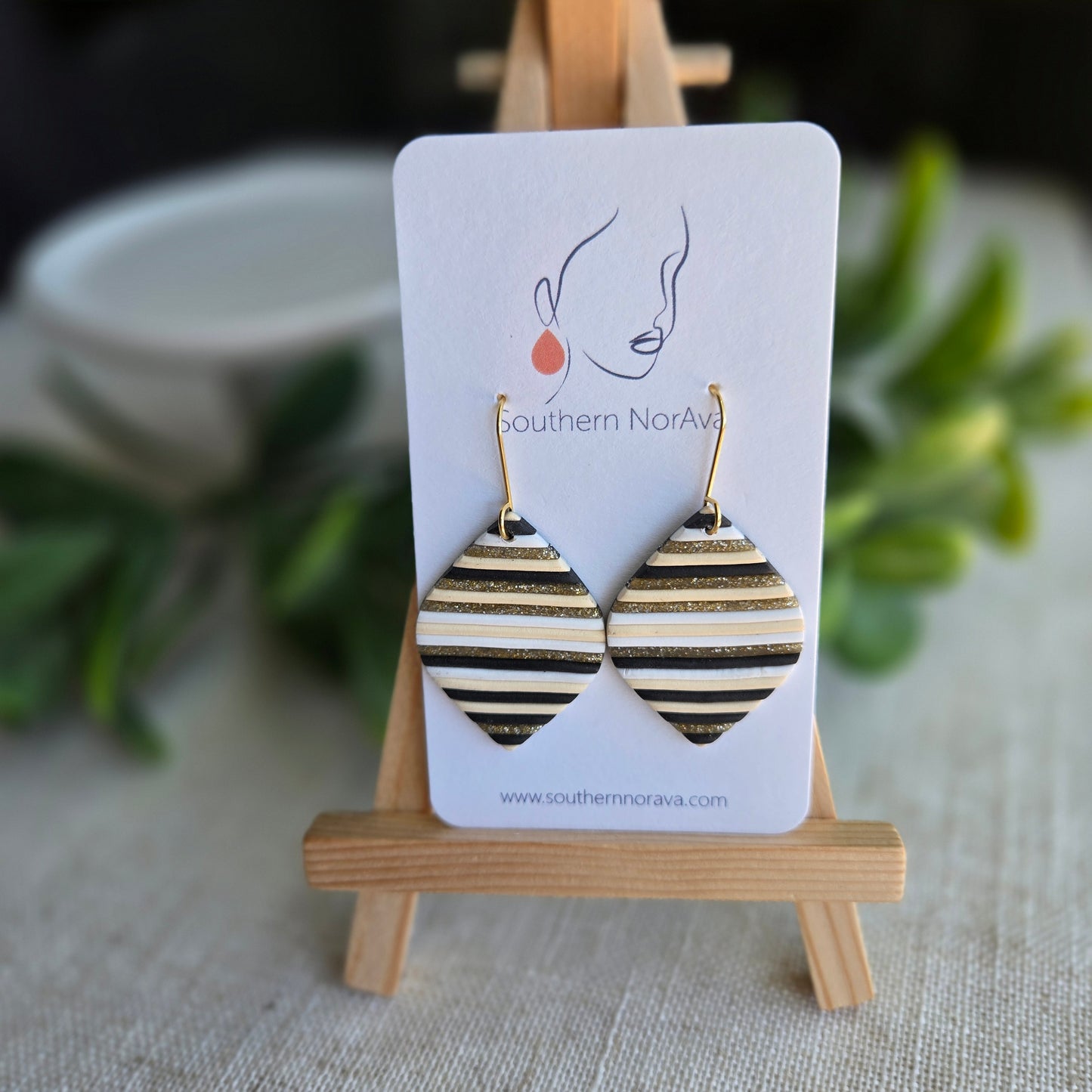 New Year's Collection - Clay - Gold Striped Clay Slab - Diamonds