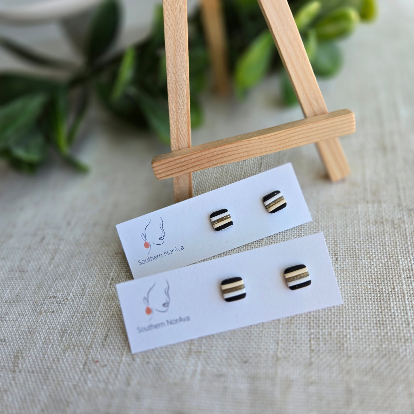 New Year's Collection - Clay - Gold Striped Clay Slab - Studs