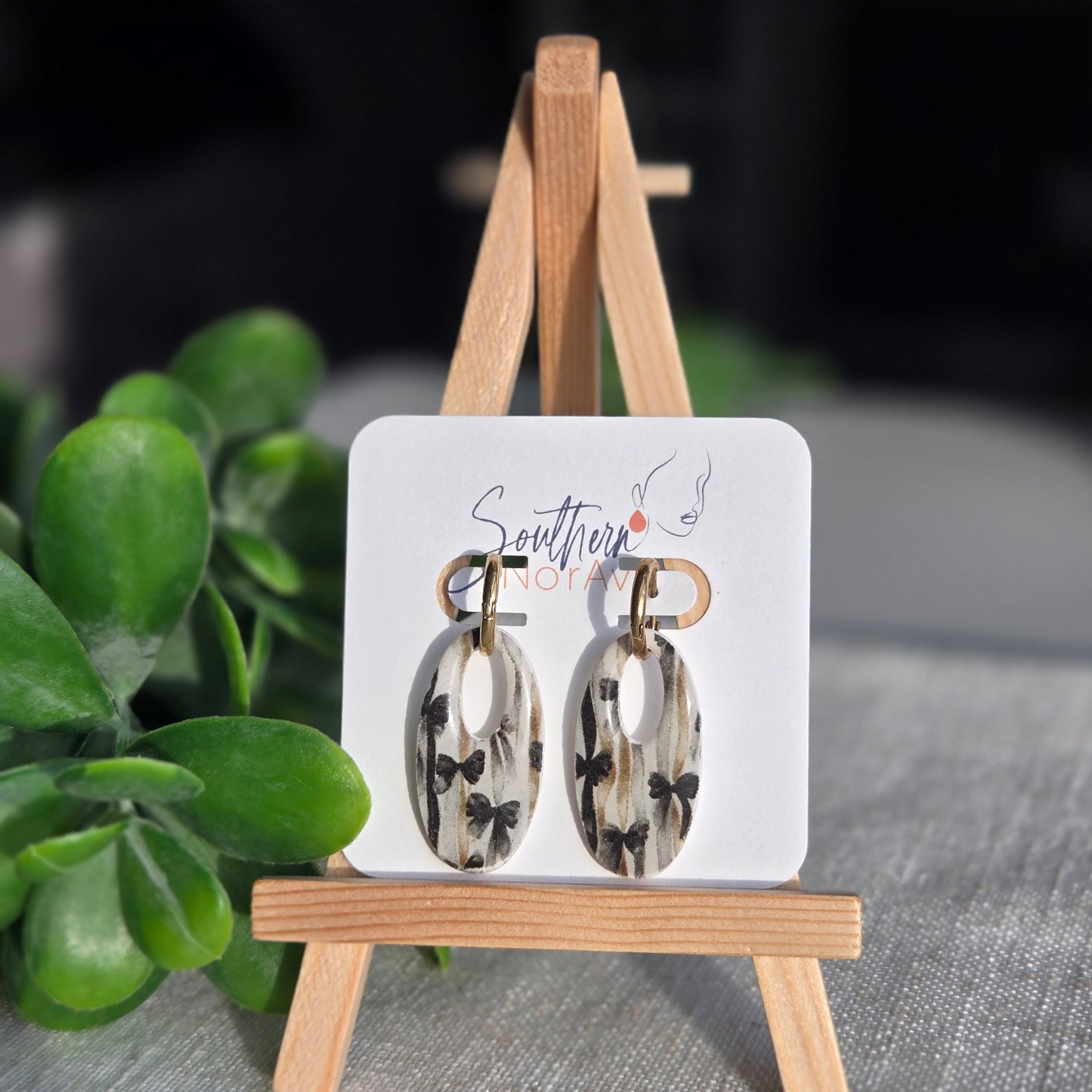 New Year's Collection - Clay - Bow Dangles on Huggies