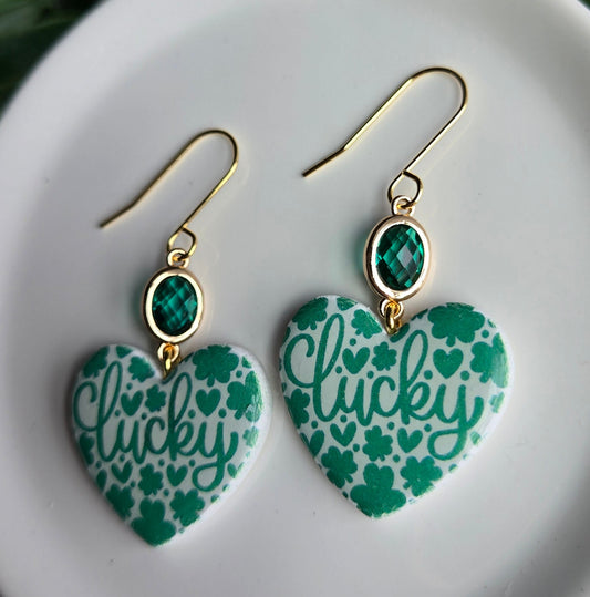 Lucky Green Heart Dangles