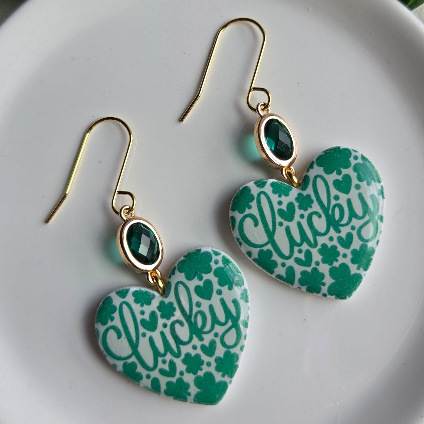 Lucky Green Heart Dangles