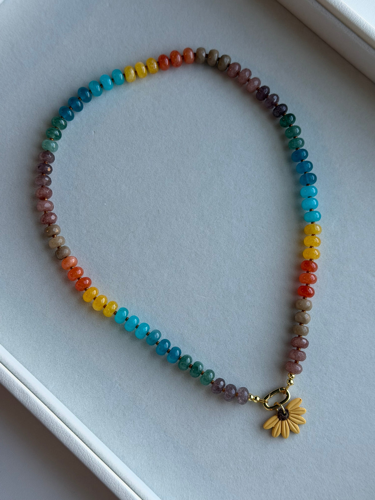 Sunflower Beaded Charm Necklace