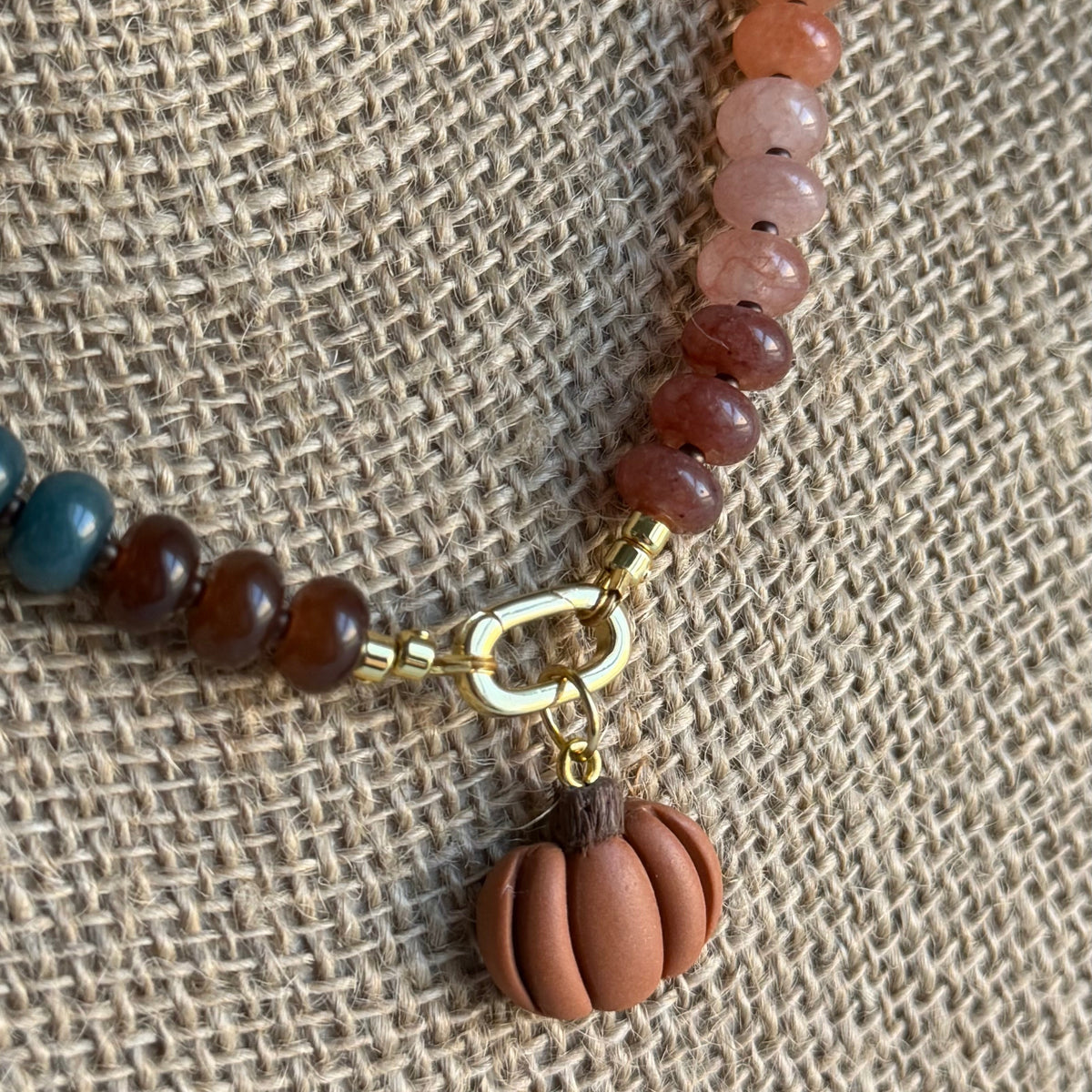 Pumpkin Beaded Charm Necklace