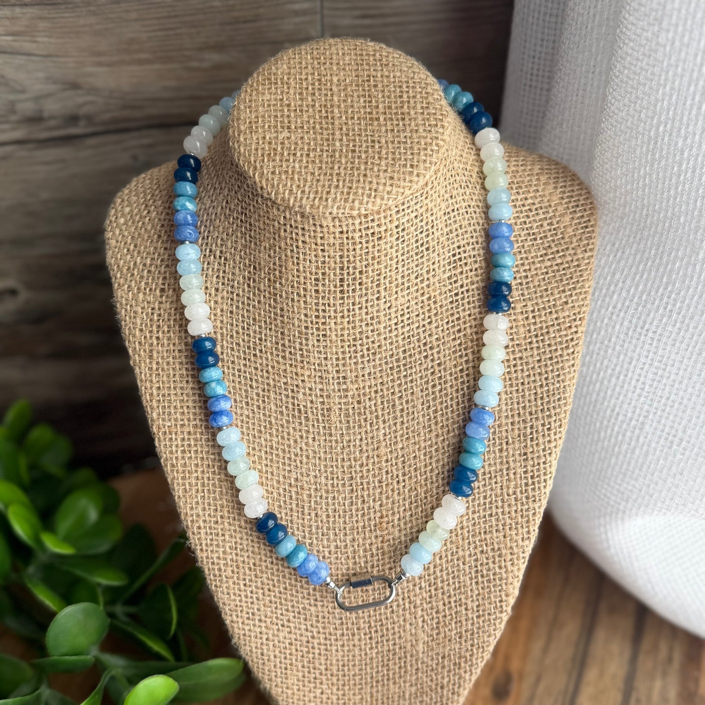 Shades of Blue Beaded Charm Necklace