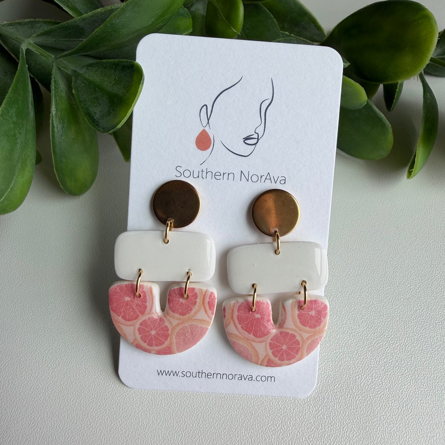 Summer Picnic - Grapefruit Stud Drops