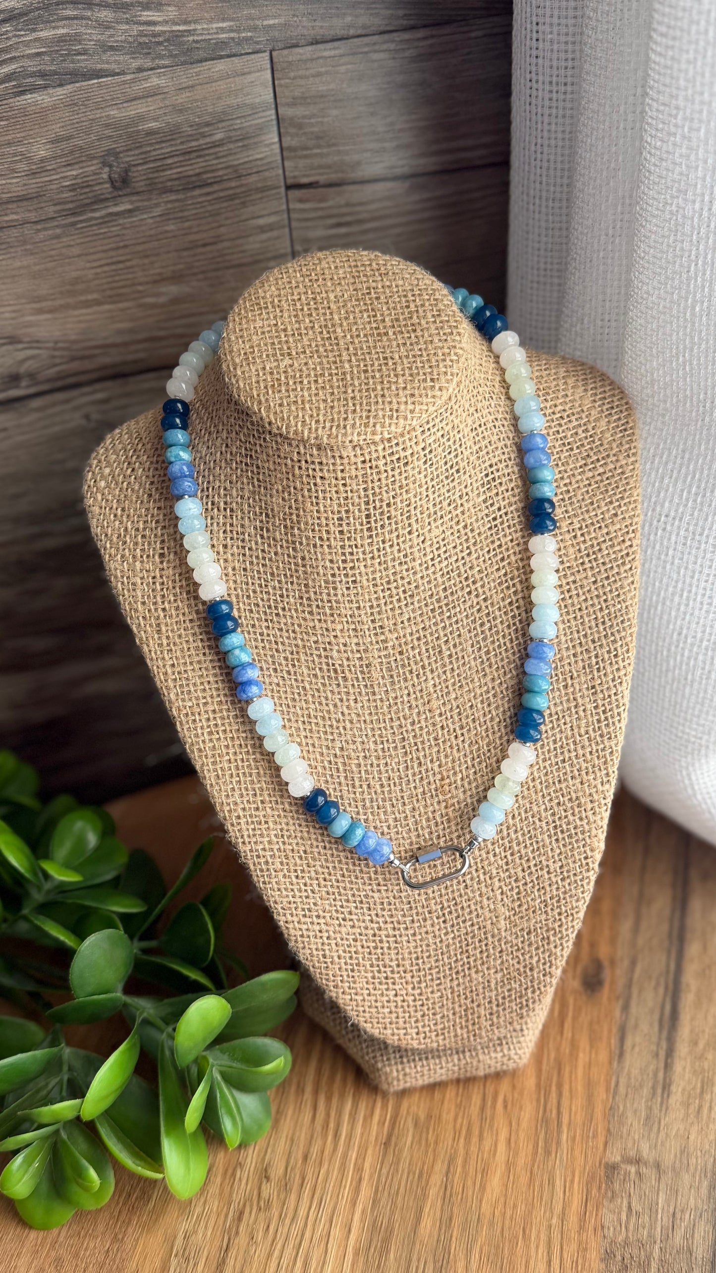 Shades of Blue Beaded Charm Necklace