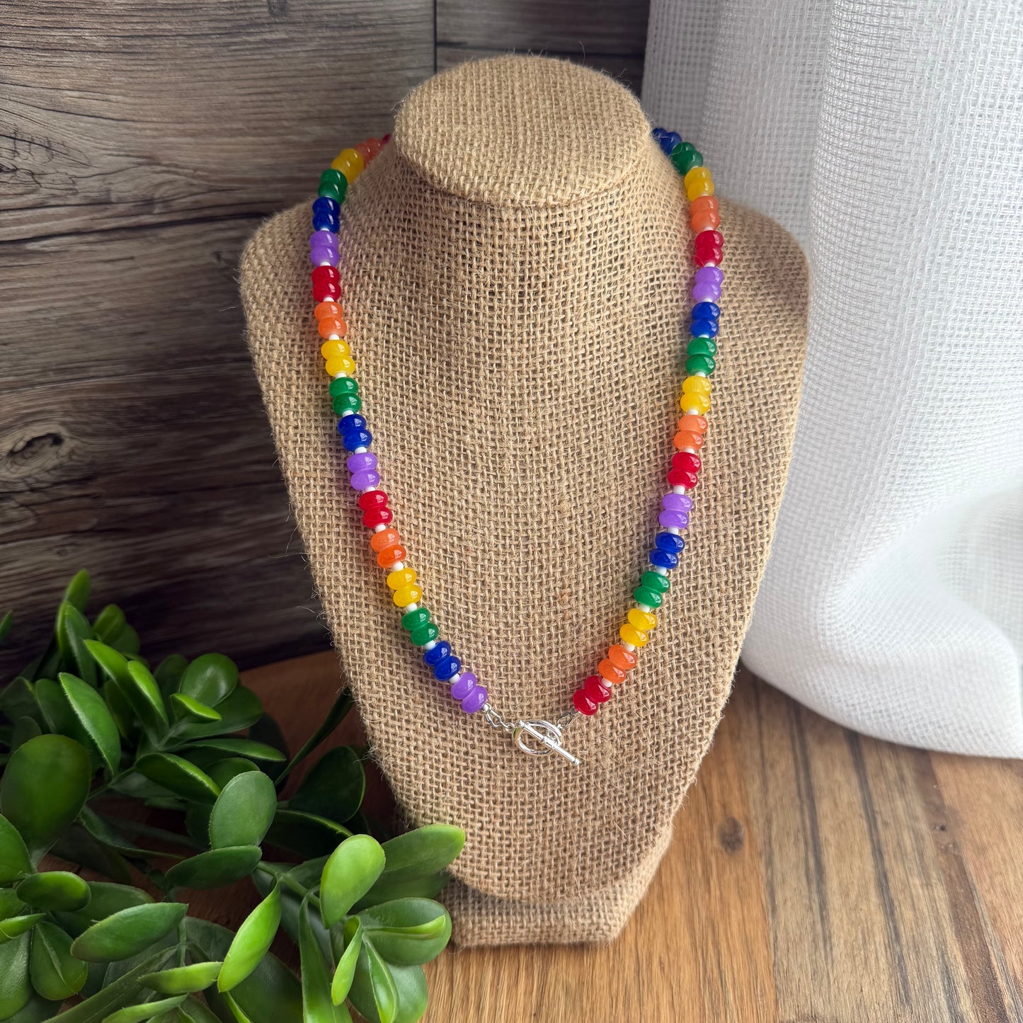 Rainbow Beaded Charm Necklace