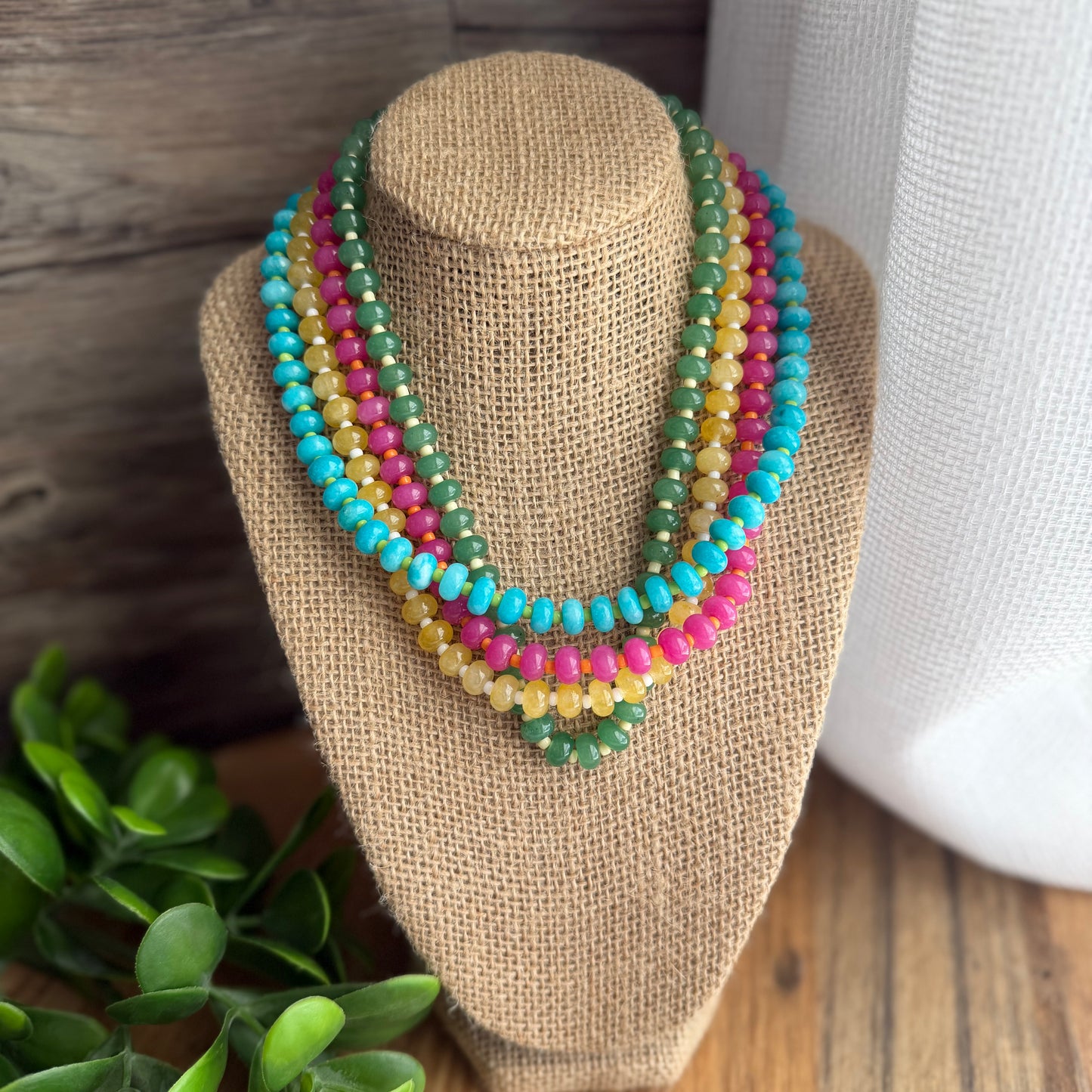 Turquoise and Lime Stacker Necklace