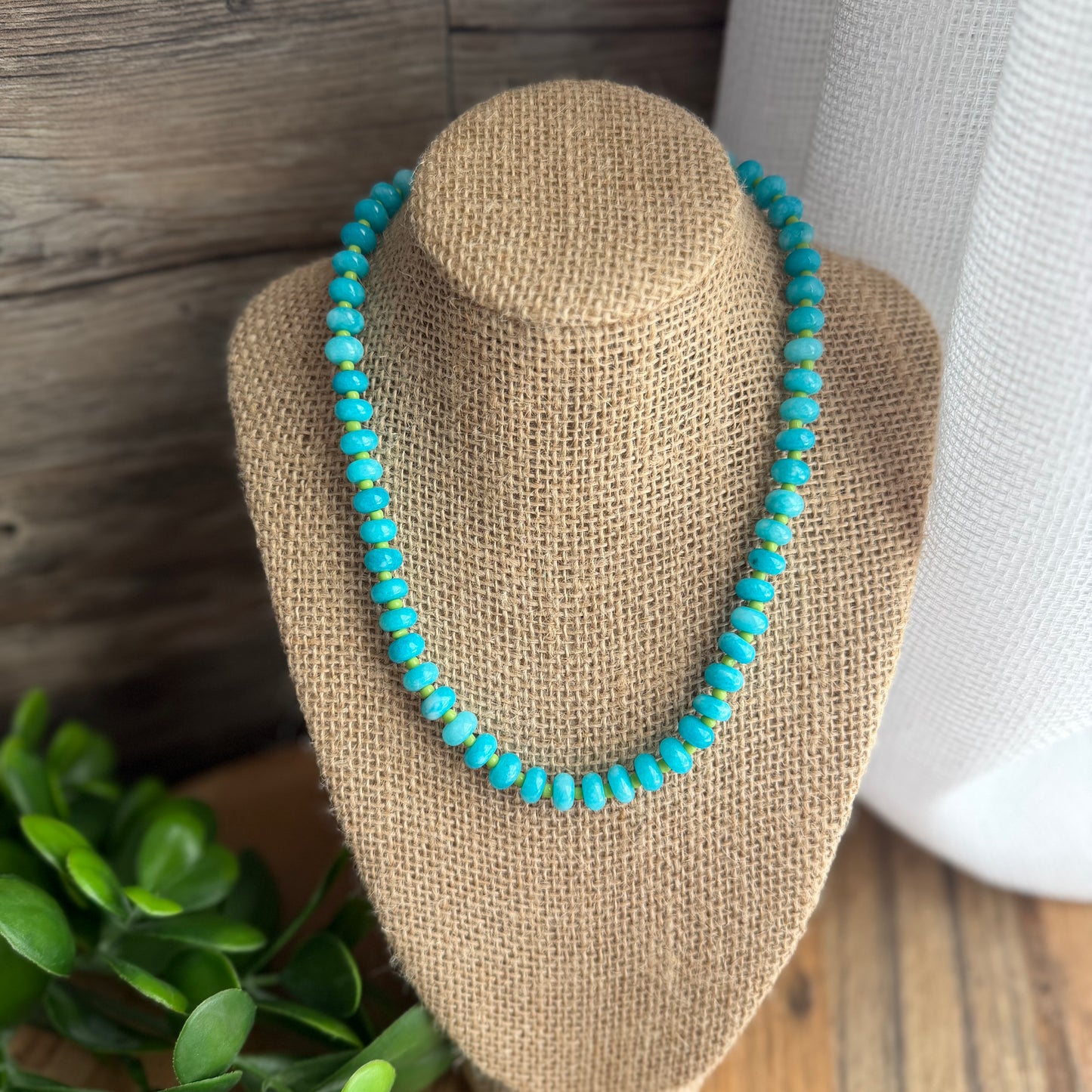 Turquoise and Lime Stacker Necklace