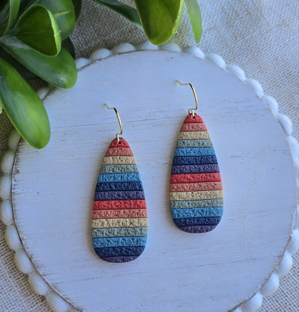 Muted Rainbow - Elongated Teardrops