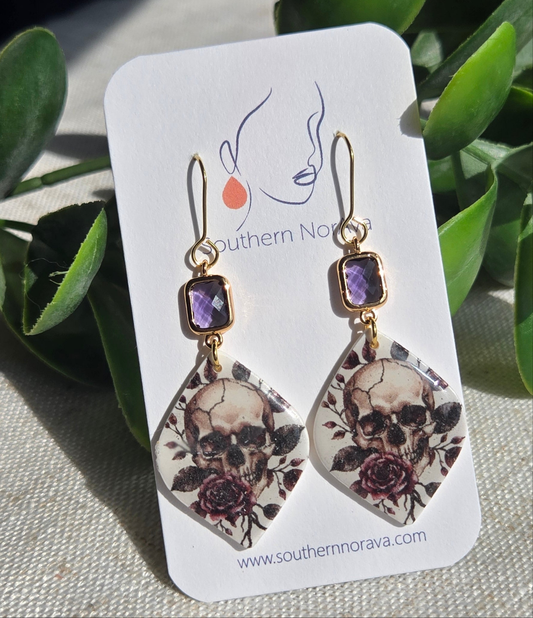 Clay Dangles - Purple Skulls