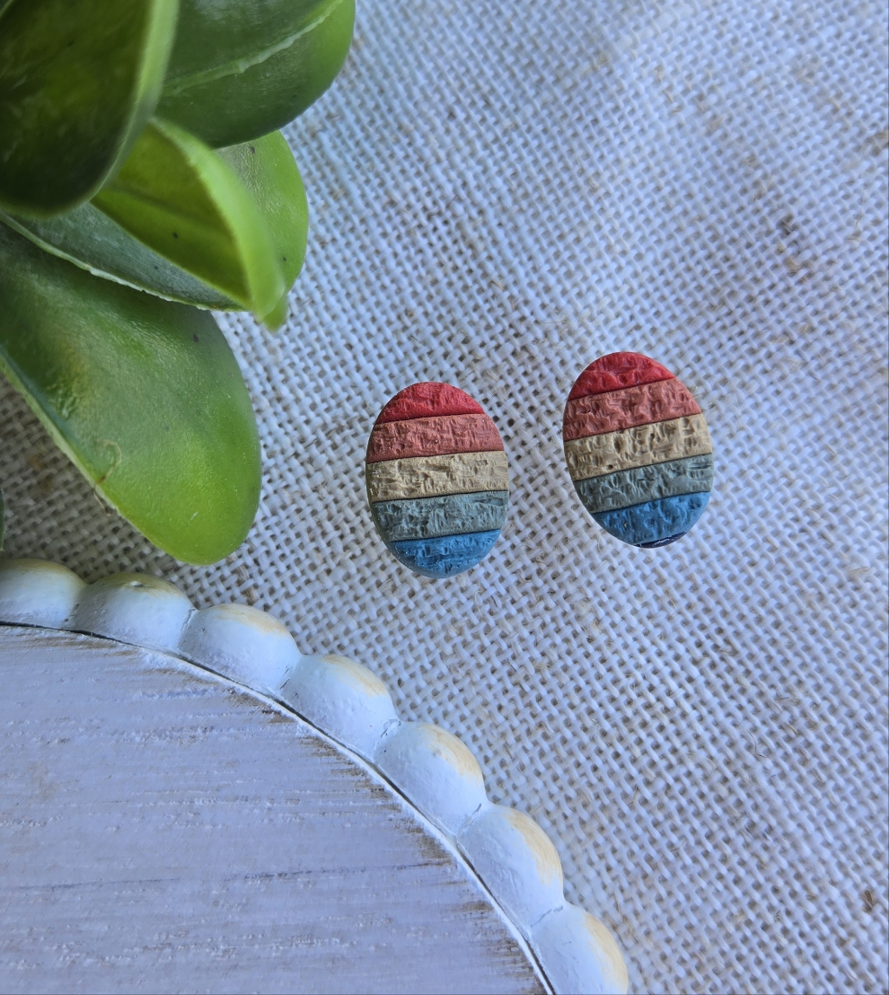 Muted Rainbow - Oval Studs