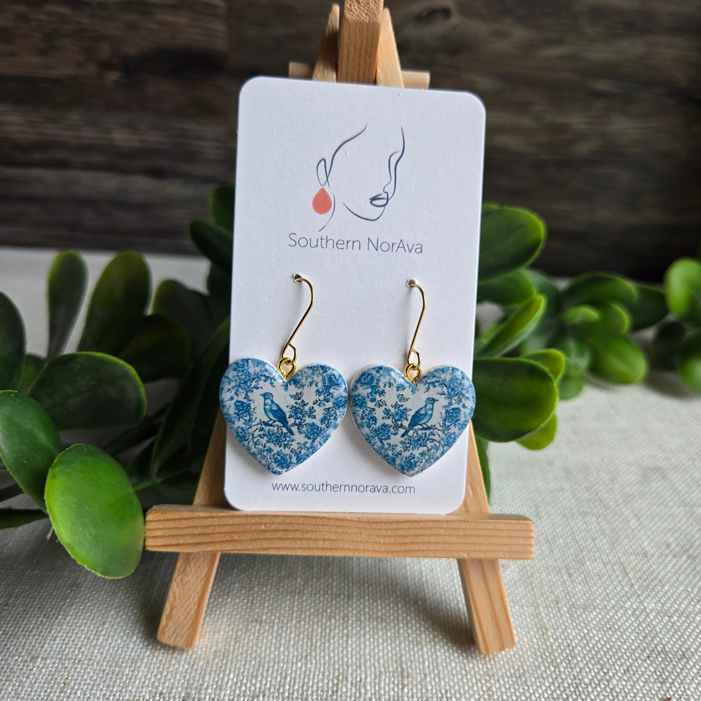 Blue Bird Heart Dangles