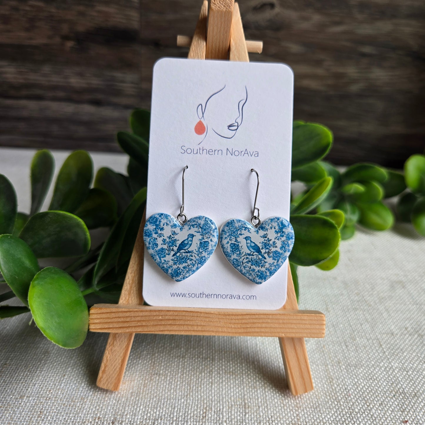 Blue Bird Heart Dangles