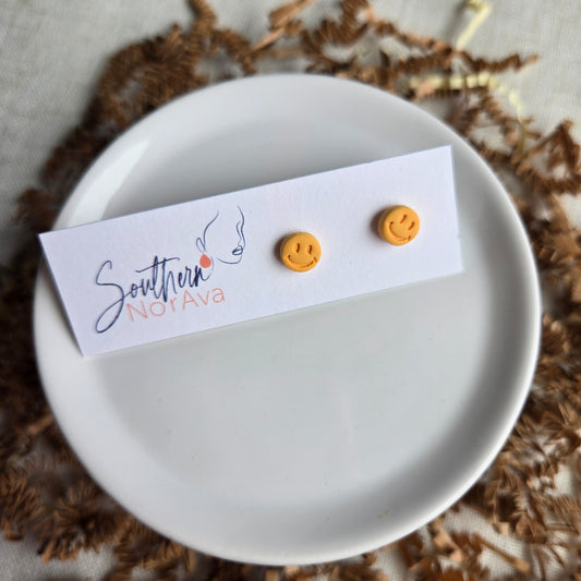 Clay - Smiley Face Stud - Yellow