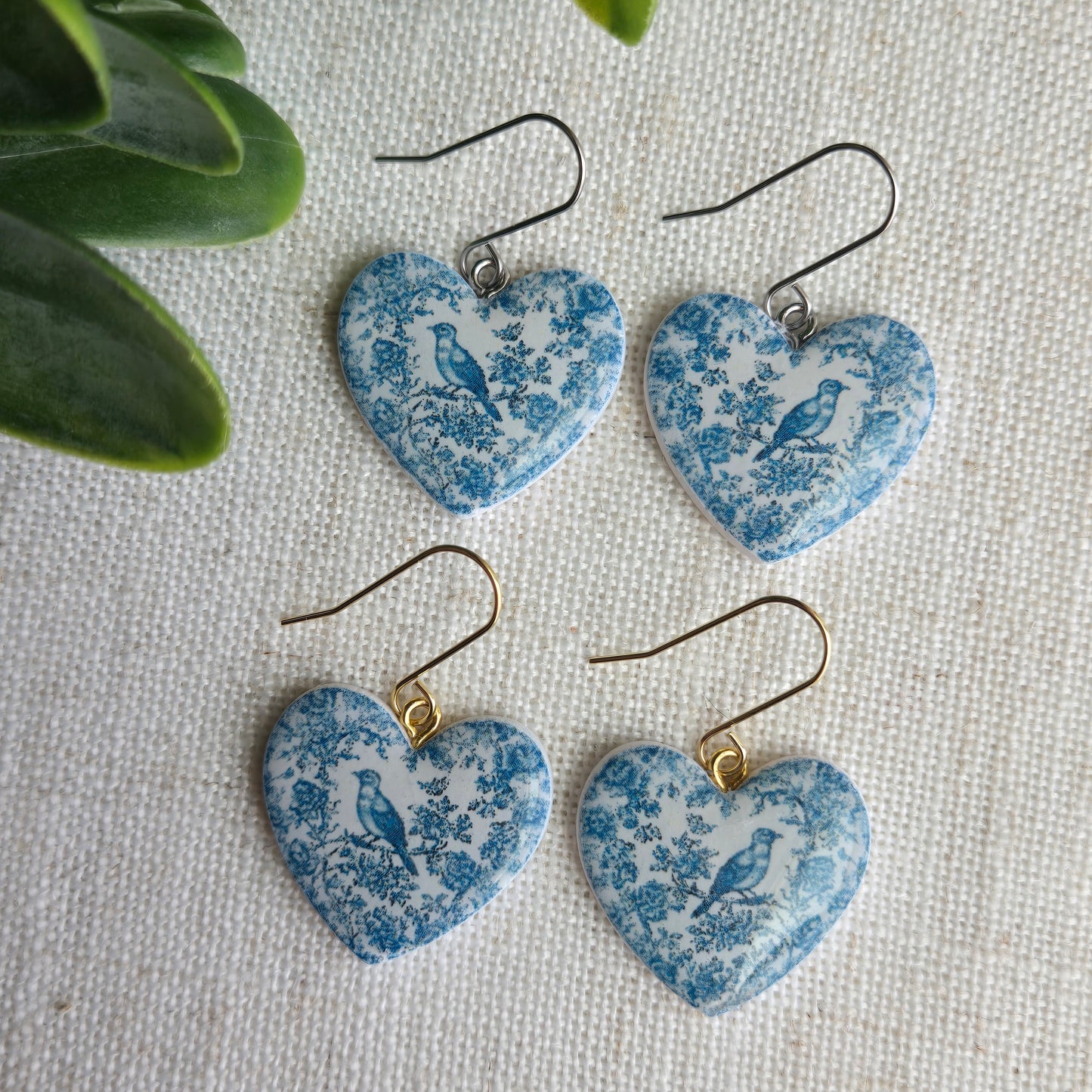 Blue Bird Heart Dangles