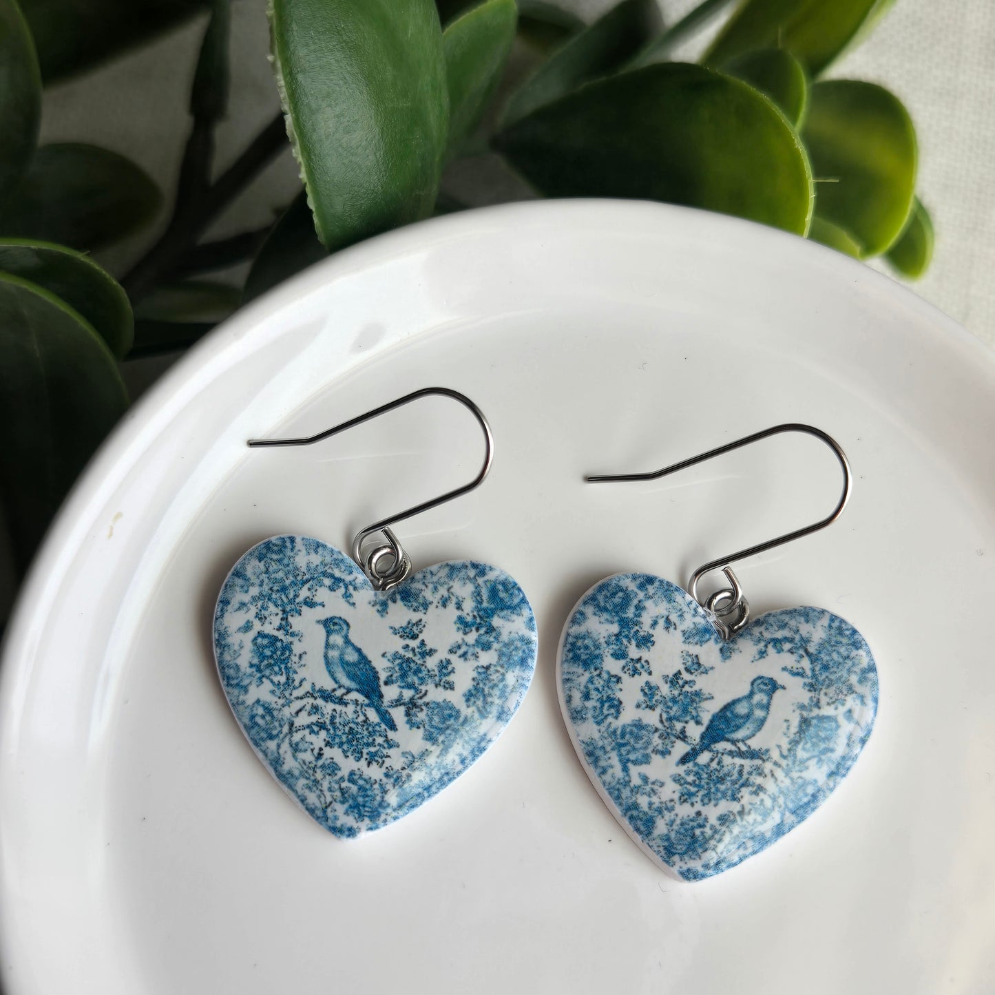 Blue Bird Heart Dangles