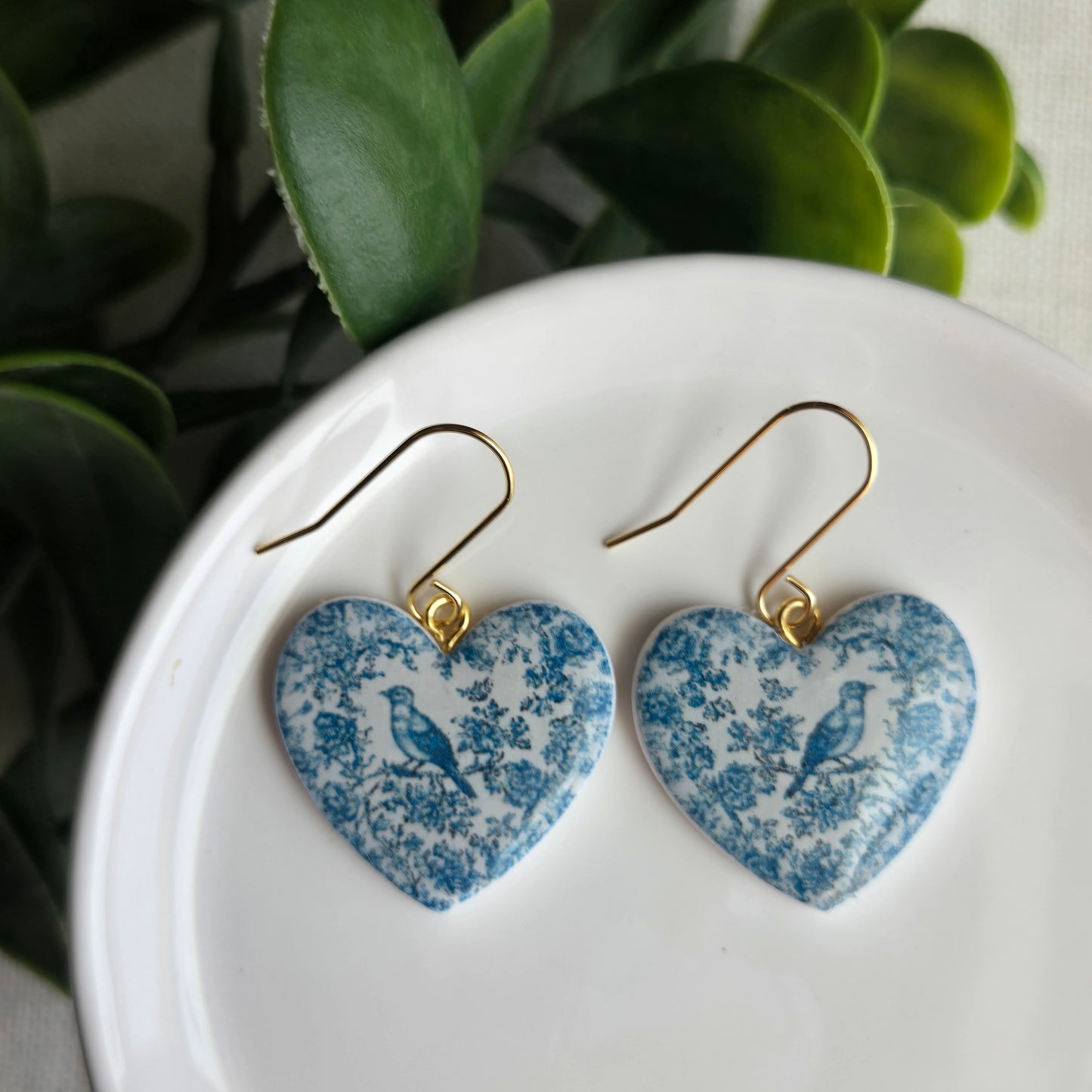 Blue Bird Heart Dangles