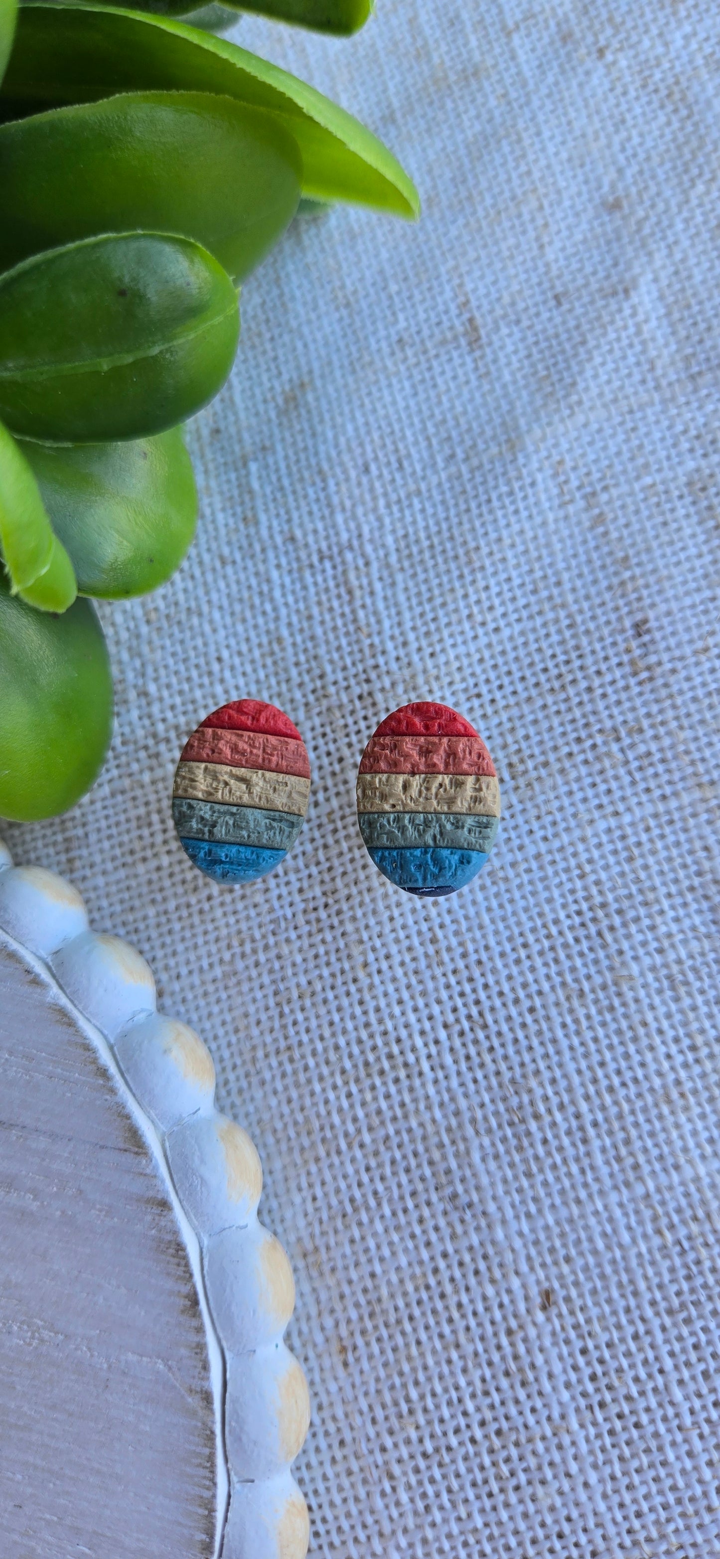 Muted Rainbow - Oval Studs