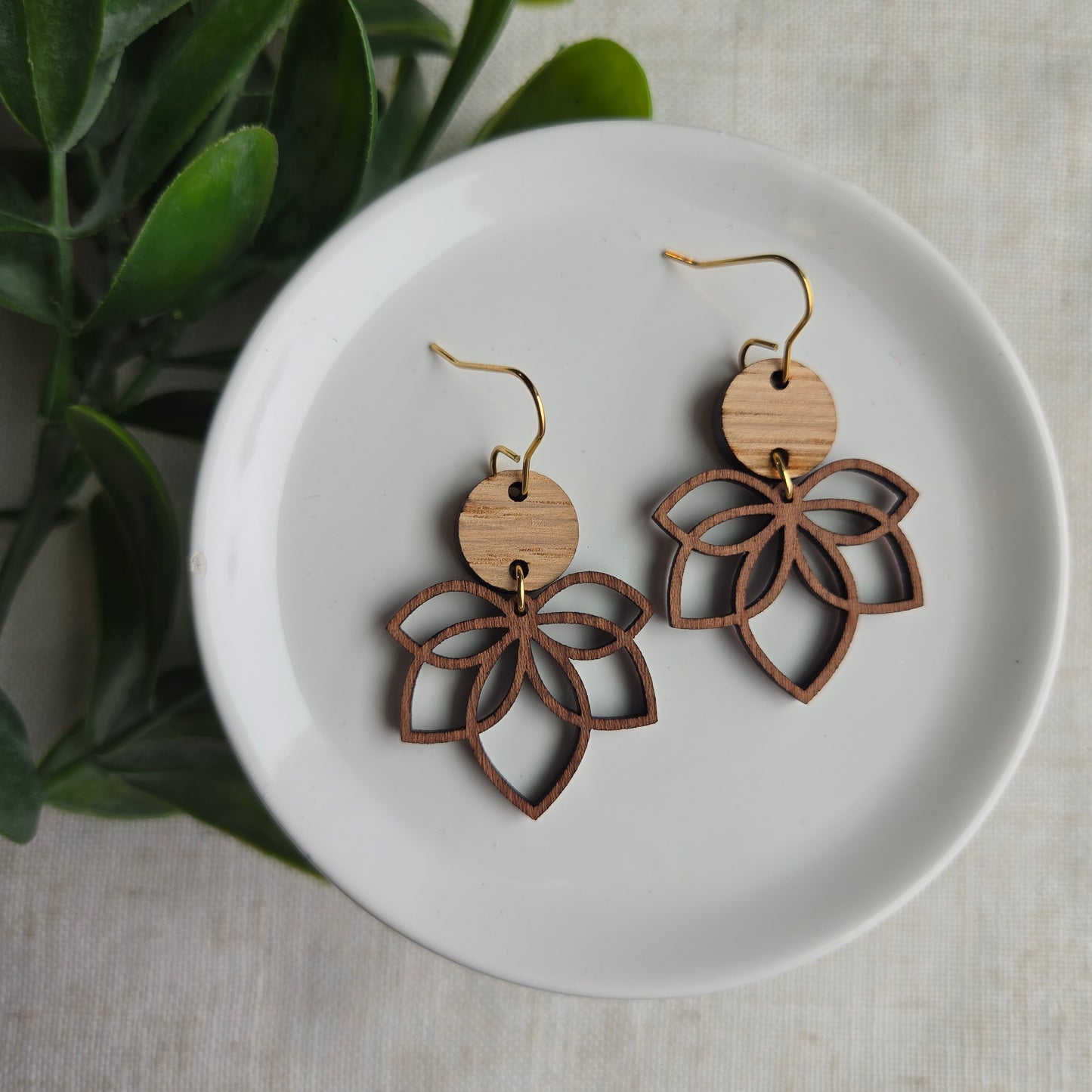Wood - Petal Dangles - Sapele