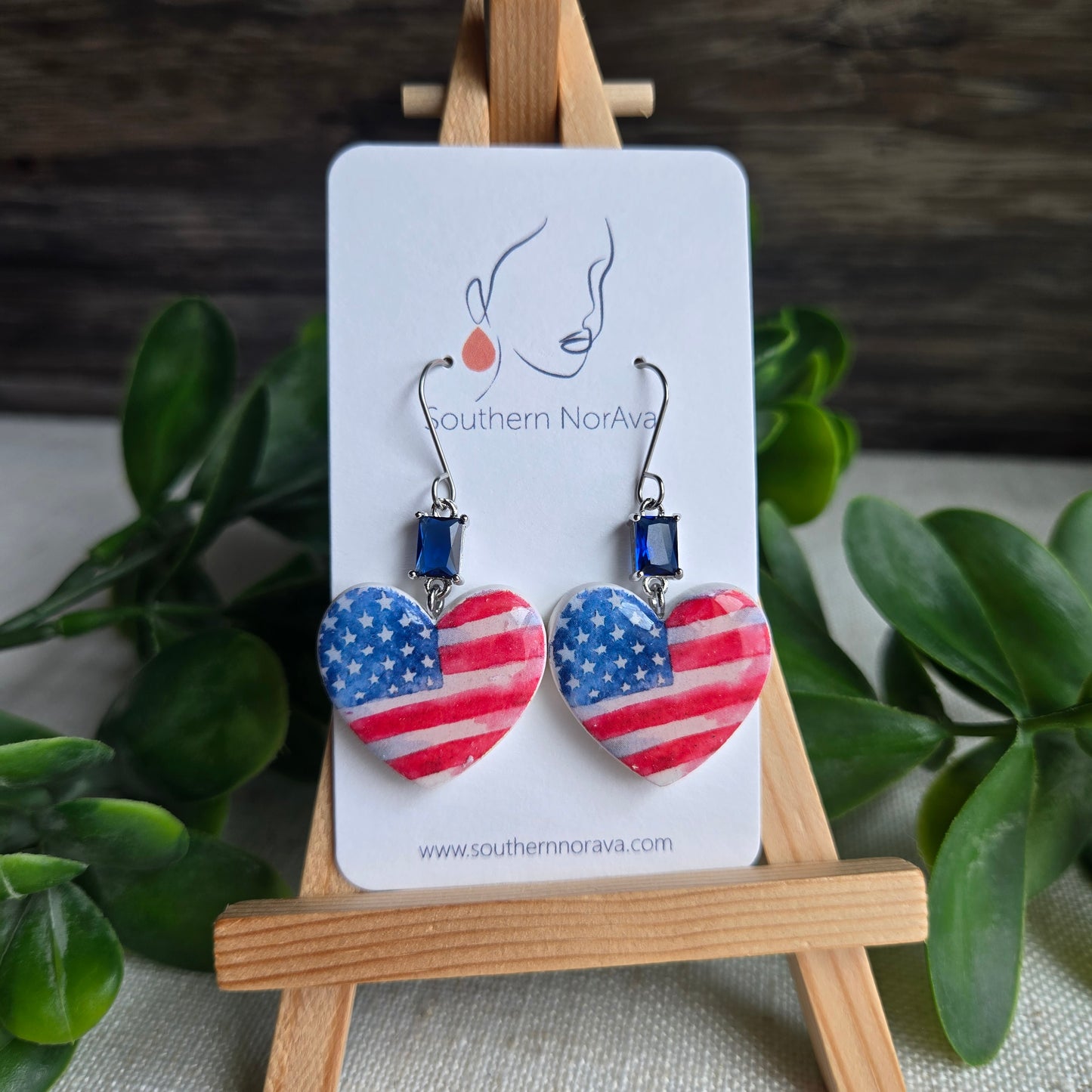 Summer Picnic - Flag Heart Dangles