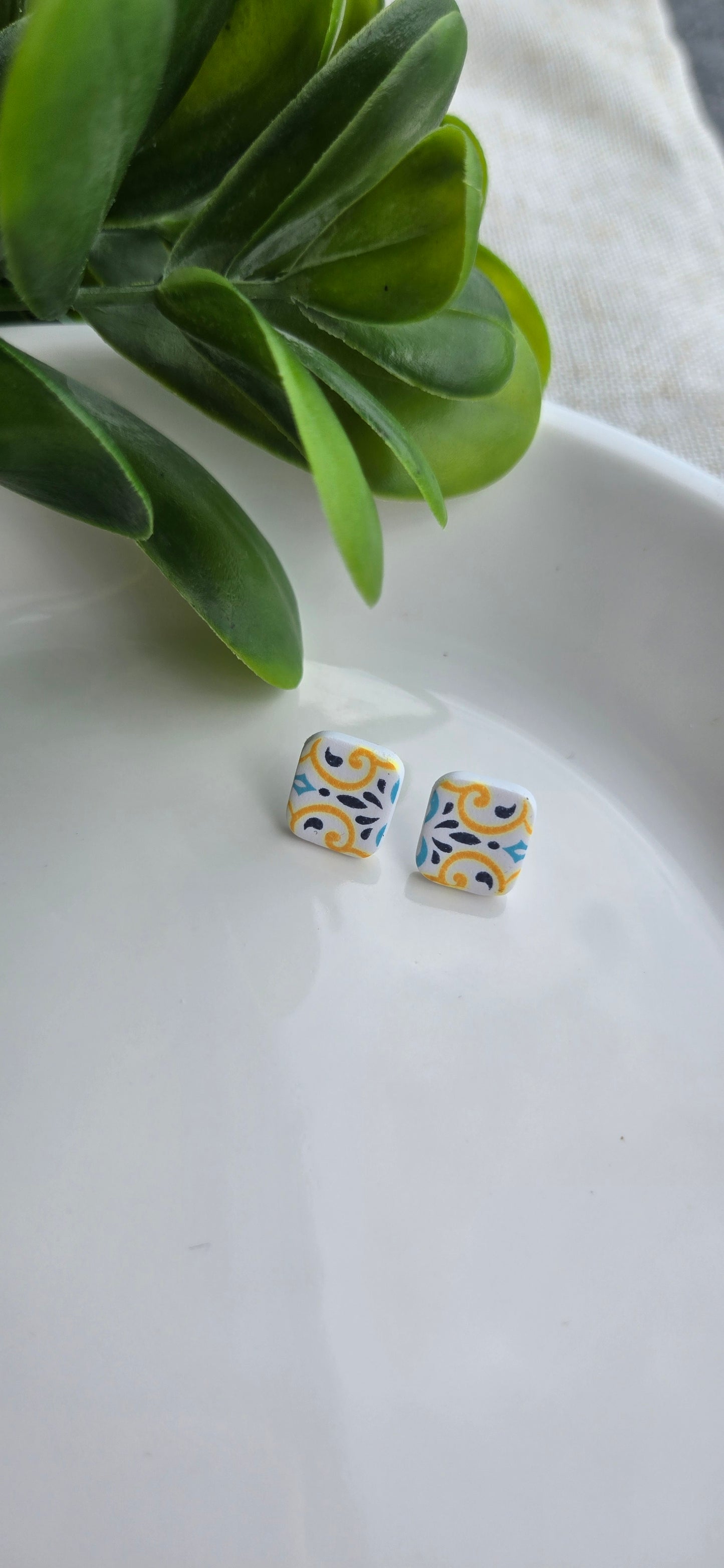 Moroccan Tile - Blue and Yellow - Rectangle Studs