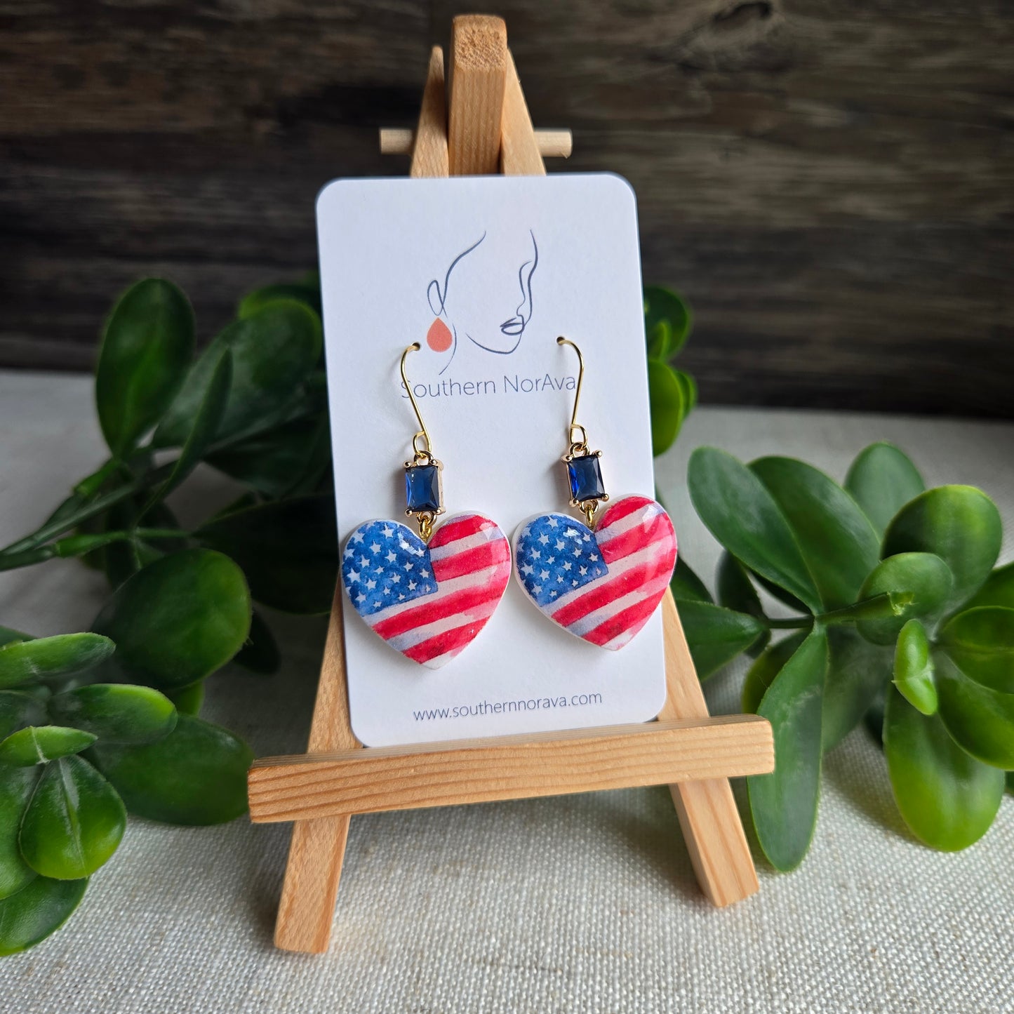 Summer Picnic - Flag Heart Dangles