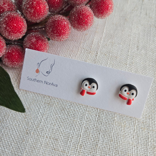 2025 Holiday - Clay - Penguin Studs