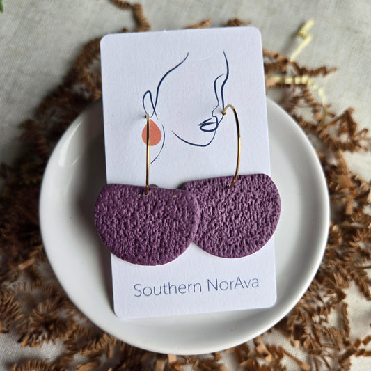 Clay - Purple Drop Hoops