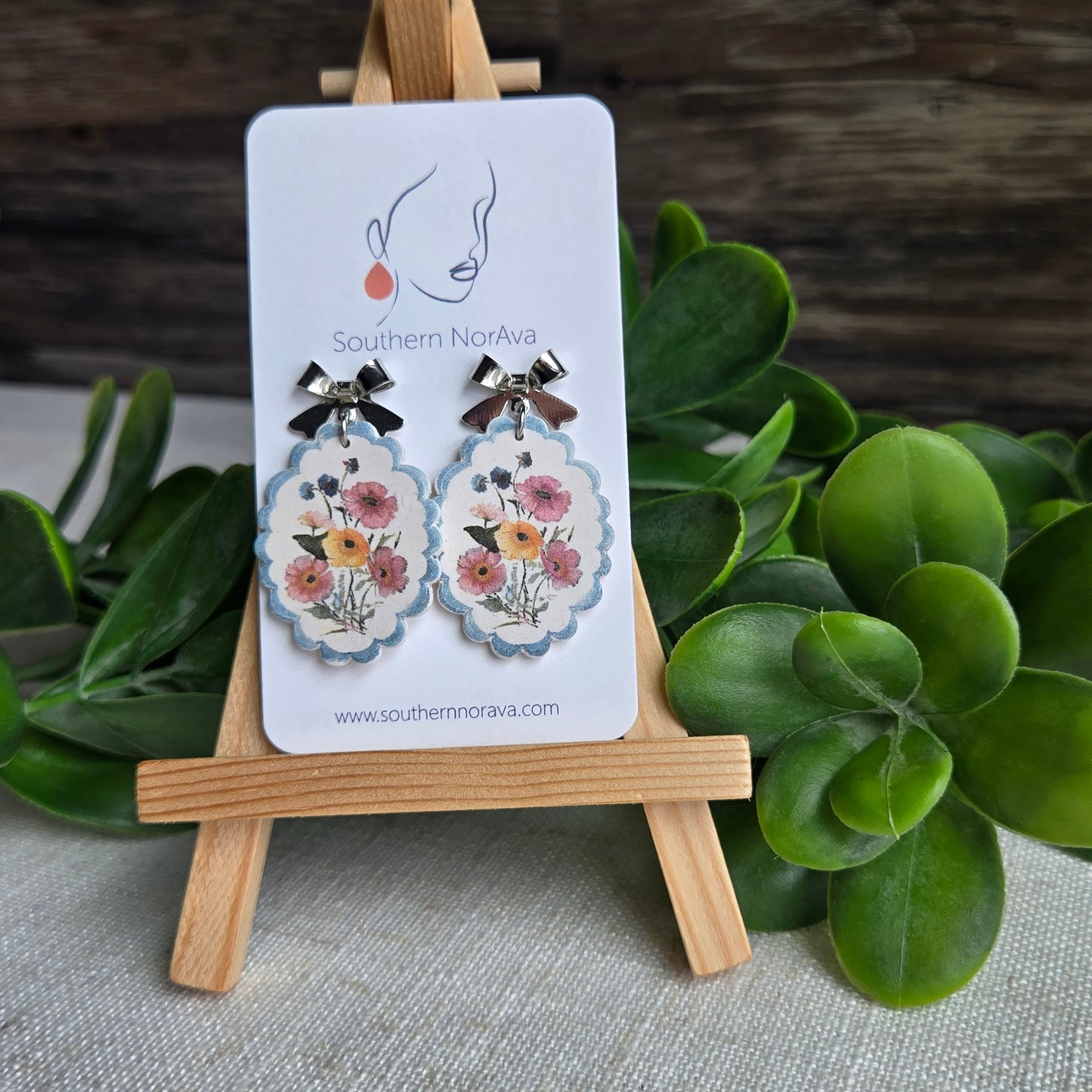 Scalloped Floral Clay Transfer Drops