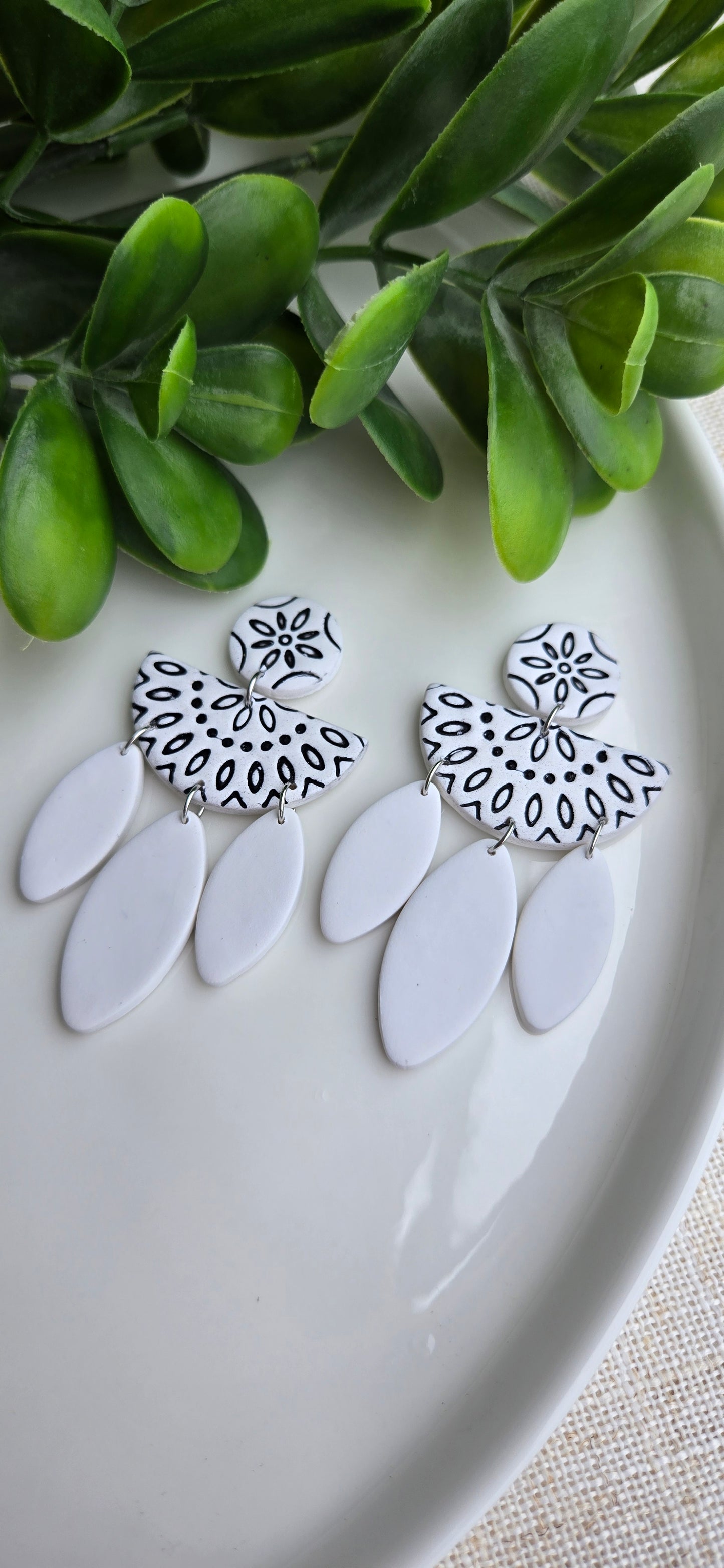 White and Black Clay Dangles