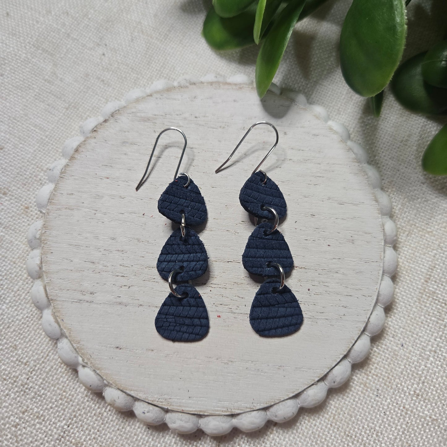 Textured Solids - Navy Palm - Triangle Dangles