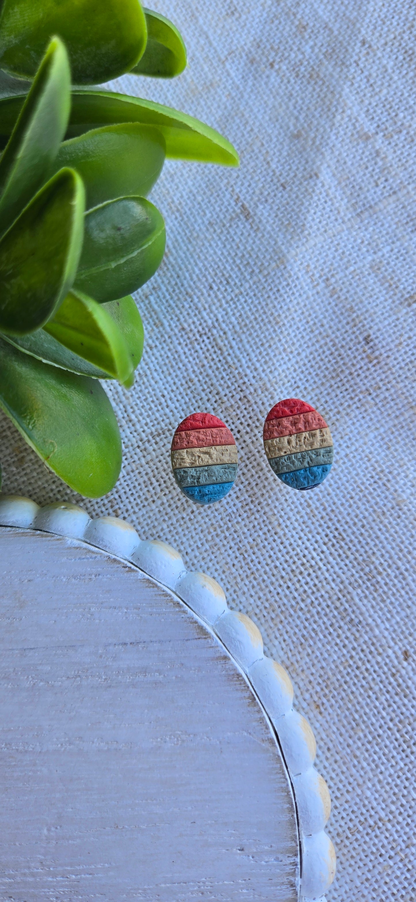 Muted Rainbow - Oval Studs