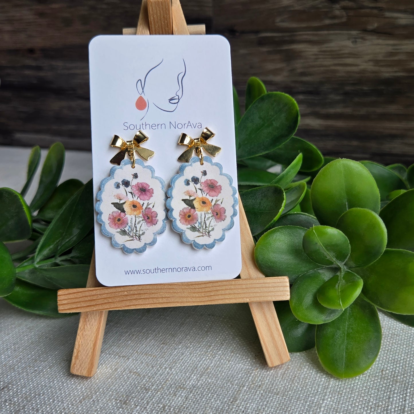 Scalloped Floral Clay Transfer Drops