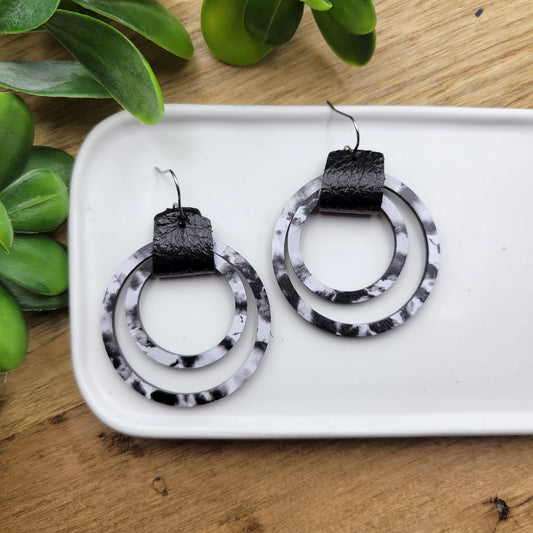 Wood Hoops - Black Tie Dye