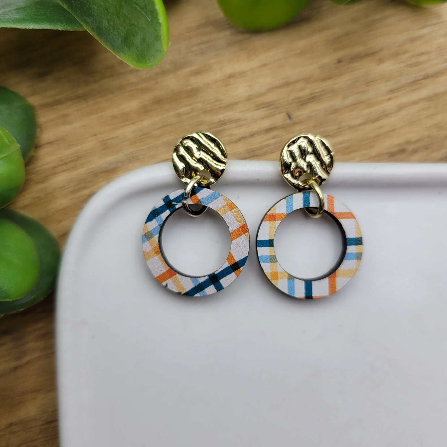 Wood Hoops - Fall Plaid