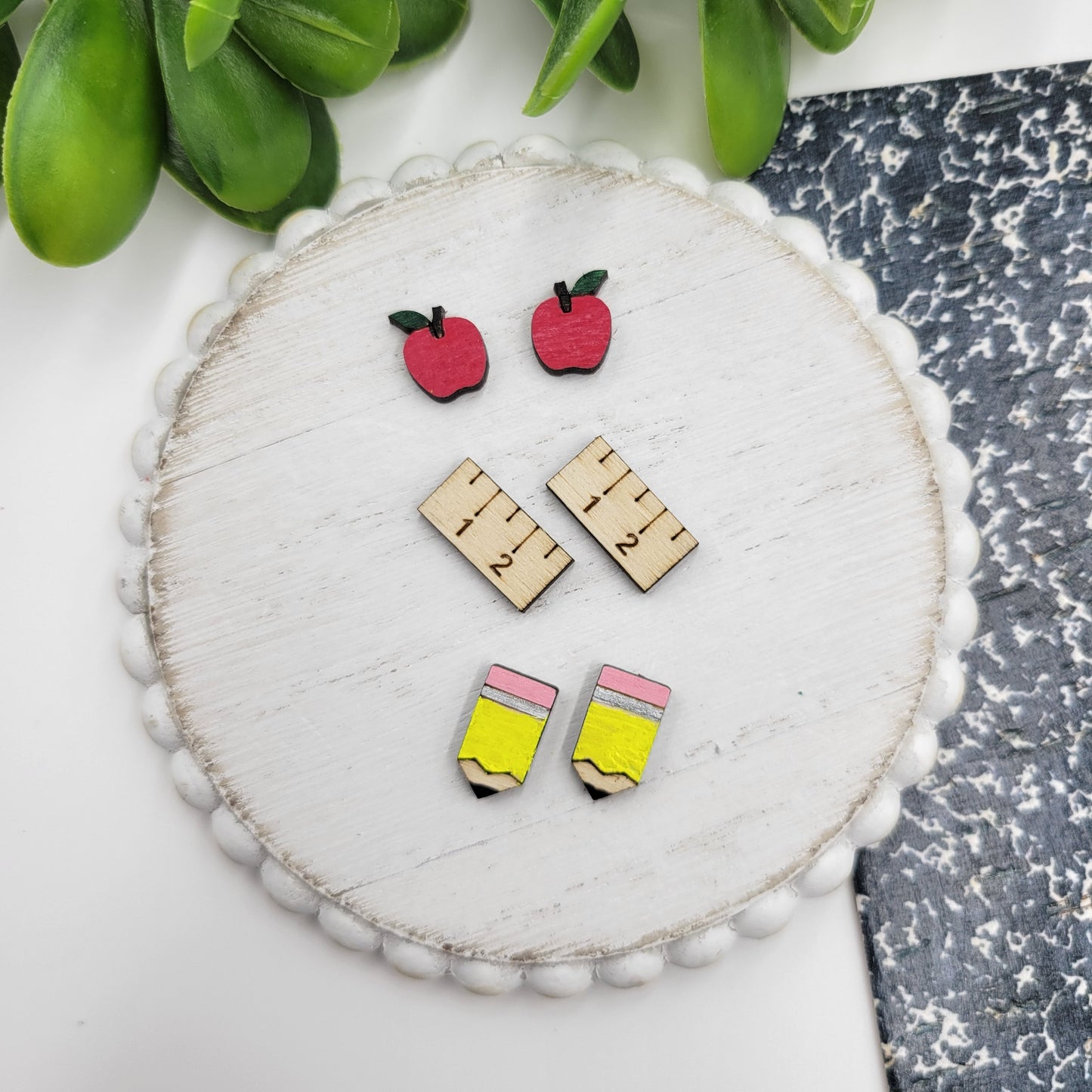 Wooden Stud Trio - Teacher Appreciation