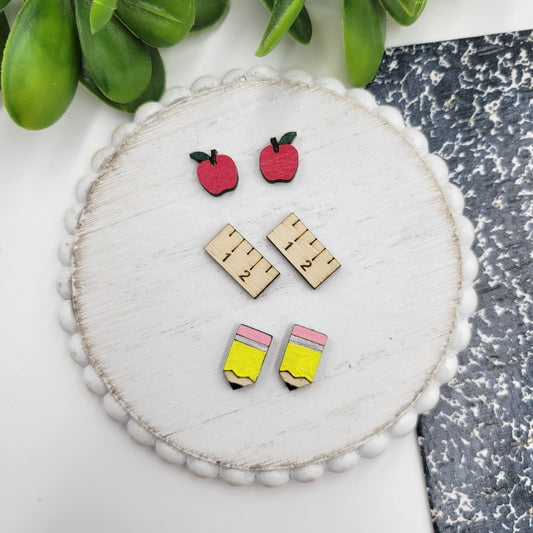 Wooden Stud Trio - Teacher Appreciation